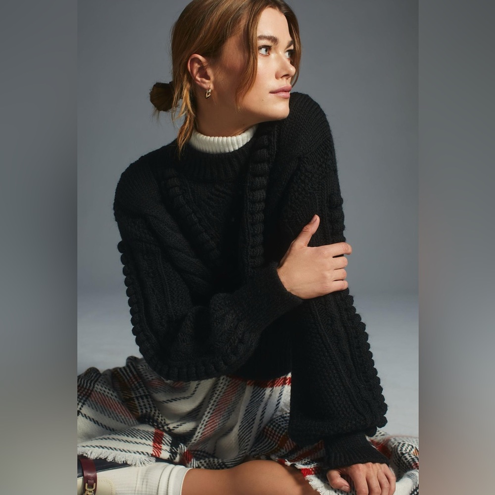 NWT Anthropologie Cable Knit Cropped Sweater